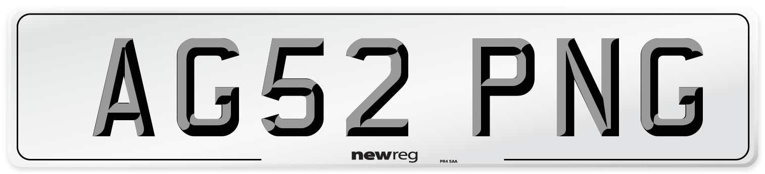 AG52 PNG Number Plate from New Reg